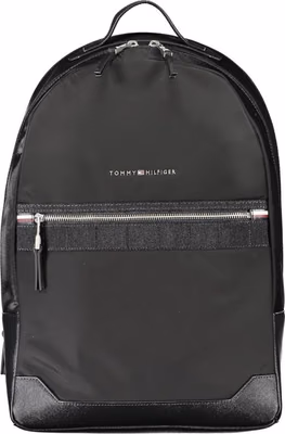 Black Polyester Men Backpack