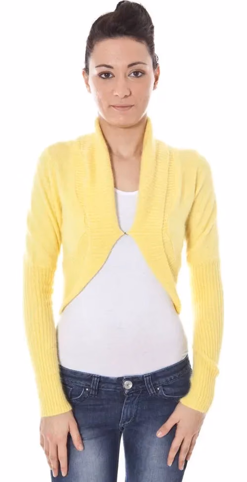 Datch Yellow Angora Women Shrug