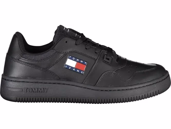 Tommy Hilfiger Black Leather Women Sneaker