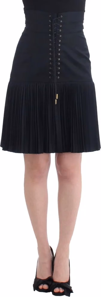 Roberto Cavalli Black Wool Mini Skirt