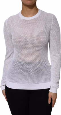 White Round Neck Long Sleeves Pullover Top