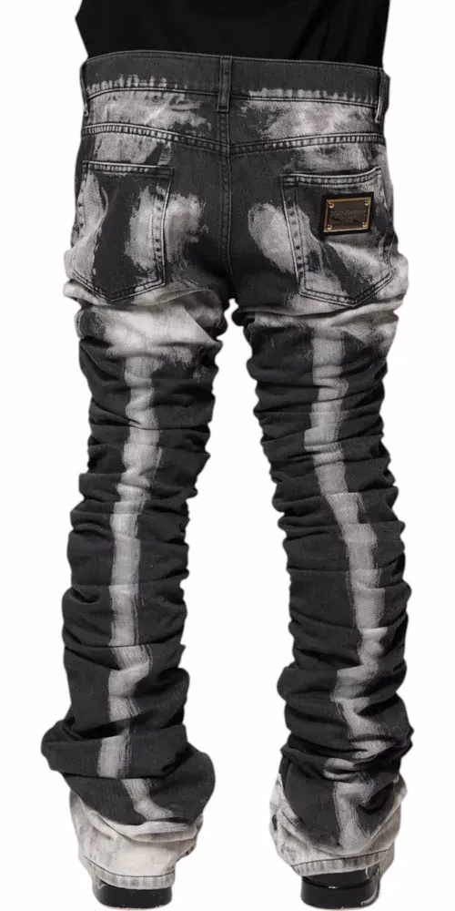 Dolce & Gabbana Dark Gray Tie Dye Straight Denim Jeans