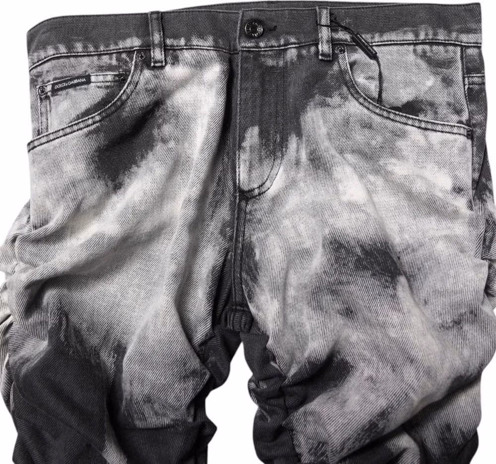 Dolce & Gabbana Dark Gray Tie Dye Straight Denim Jeans