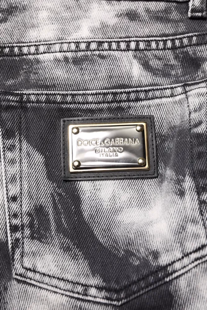 Dolce & Gabbana Dark Gray Tie Dye Straight Denim Jeans