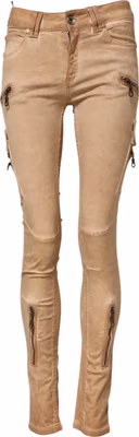 Brown Cotton Mid Waist Skinny Denim Jeans