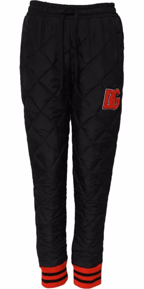 Dolce & Gabbana Black Quilted Mid Waist Jogger Pants