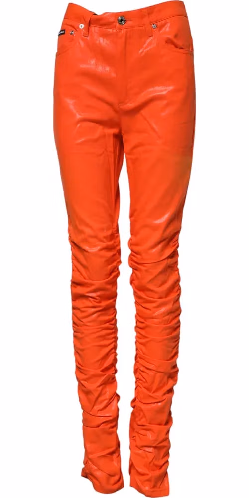 Dolce & Gabbana Orange Cotton High Waisted Denim Jeans