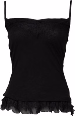 Black Wool Sleeveless Square Neck Tank Top