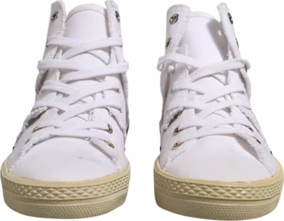 White Lace Up Mid Top Women Sneakers Shoes
