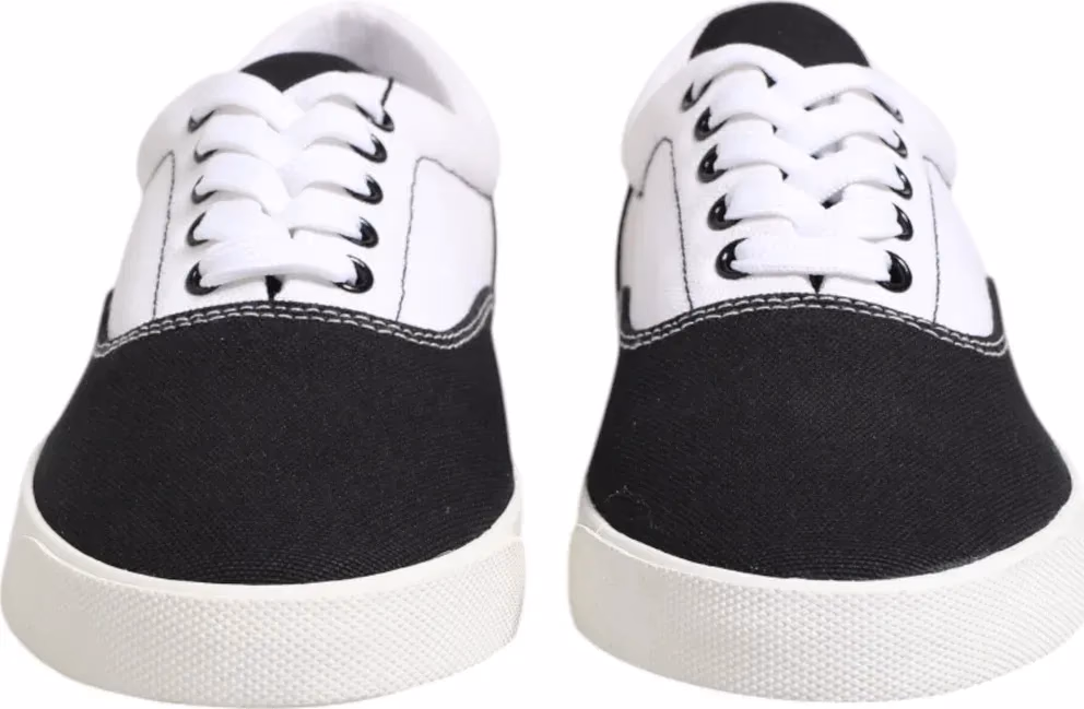 Dolce & Gabbana Black Cotton Canvas Lace Up Men Sneakers Shoes