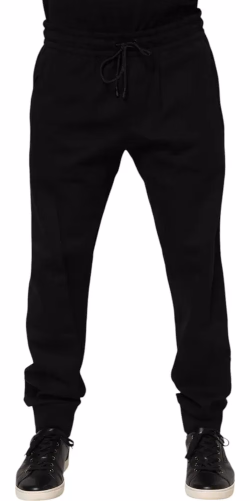 Dolce & Gabbana Black Cotton Men Jogger Sweatpants Pants
