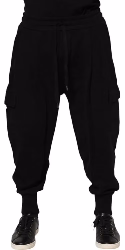 Dolce & Gabbana Black Cotton Logo Jogger Sweatpants Pants