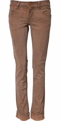 Brown Cotton Slim Fit Denim Low Waist Jeans