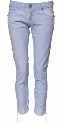 Light Blue Cotton Slim Fit Denim Low Waist Denim Jeans