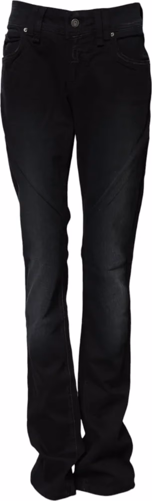 John Galliano Black Cotton Mid Waist Tapered Denim Jeans
