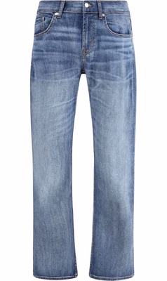 Blue Cotton Straight-Leg Jeans