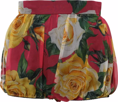 Red Floral High Waist Women Hot Pants Shorts