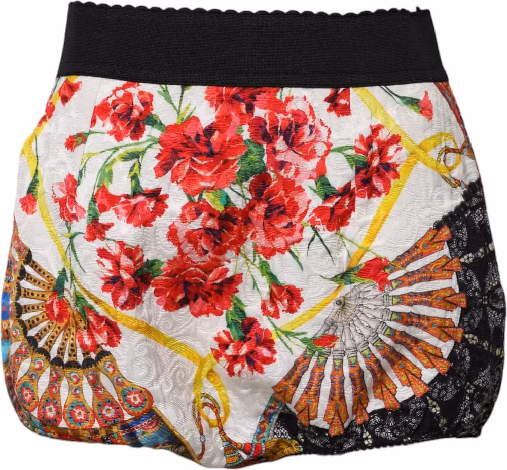 Dolce & Gabbana Multicolor Floral High Waist Hot Pants Shorts