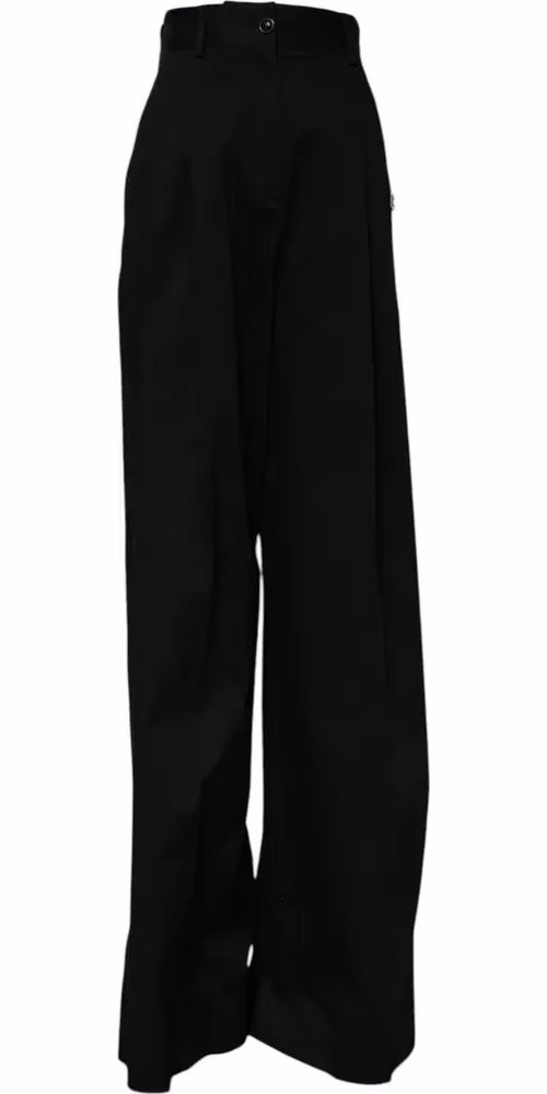 Dolce & Gabbana Black Cotton HighWaist Wide Leg Pants