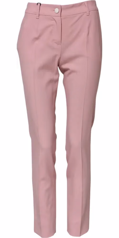 Dolce & Gabbana Pink Wool High Waist Tapered Pants