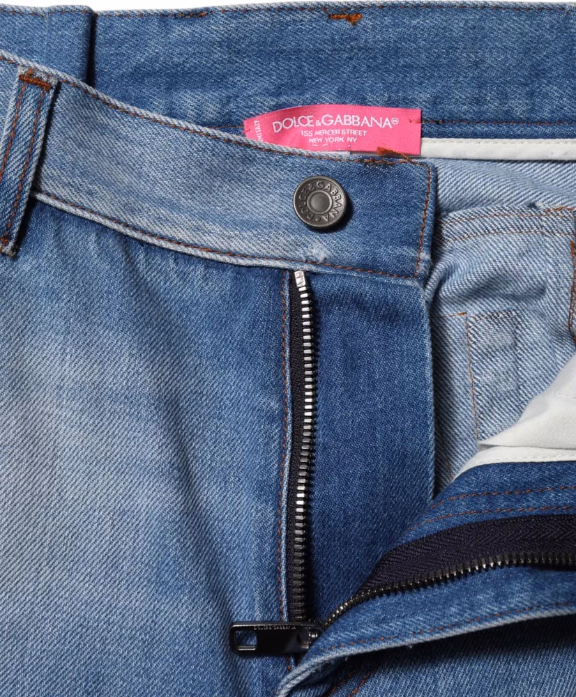 Dolce & Gabbana Blue Cotton High Waist Flared Denim Jeans