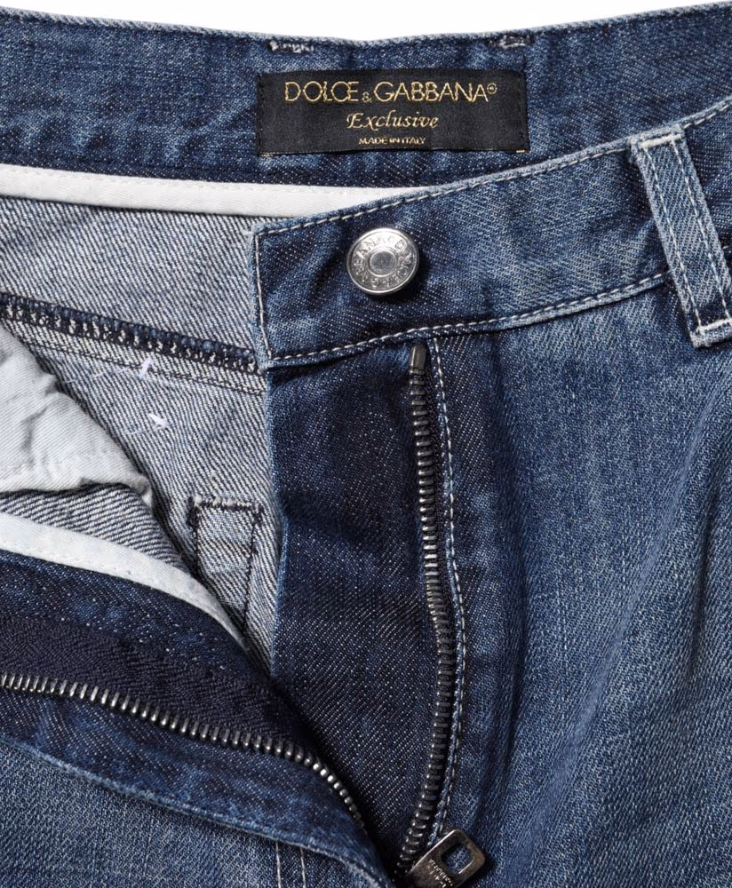 Dolce & Gabbana Blue Cotton High Waist Wide Leg Denim Jeans