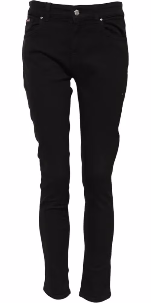 Dolce & Gabbana Black Cotton Logo Skinny Mid Waist Denim Jeans