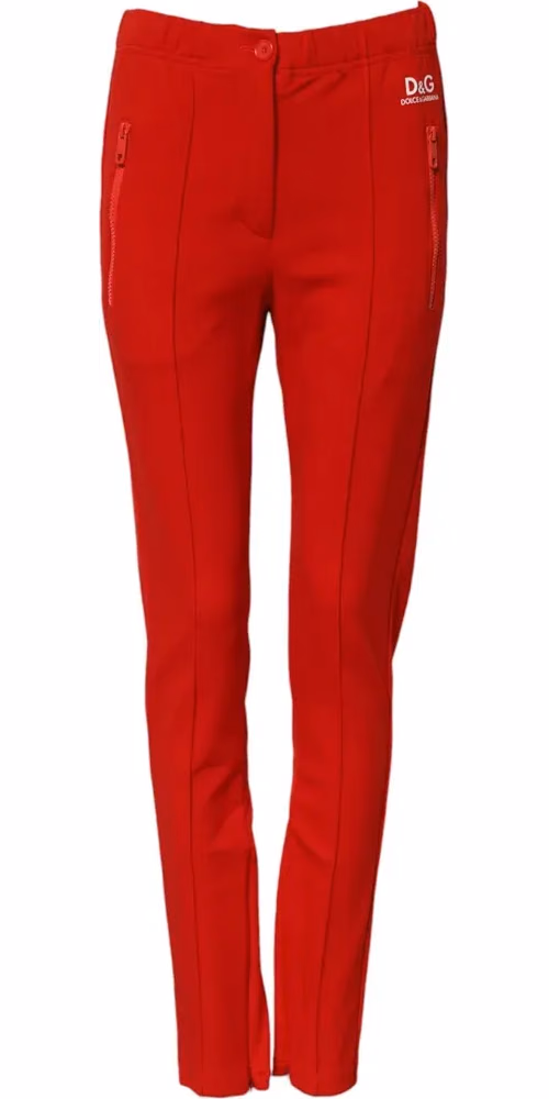 Dolce & Gabbana Red Mid Waist Slim Fit Pants