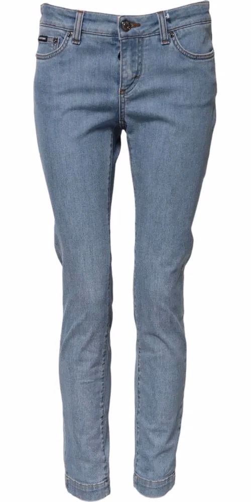 Dolce & Gabbana Blue Cotton PRETTY MidWaist Skinny Denim Jeans