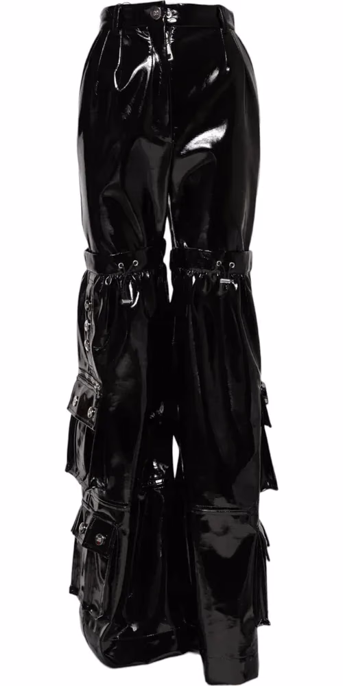 Dolce & Gabbana Black High Waist Cargo Bootcut Pants