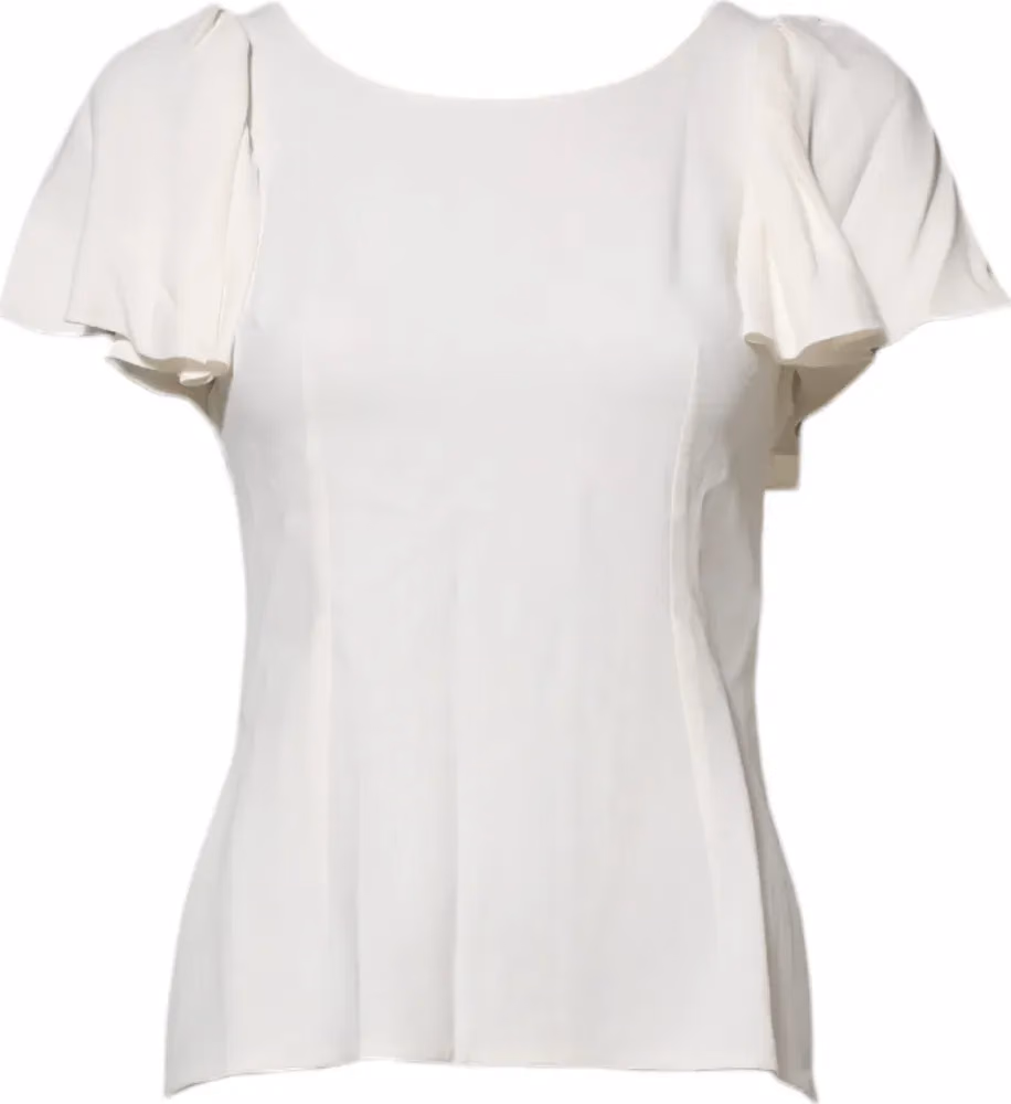Dolce & Gabbana White Round Neck Short Sleeves Blouse Top