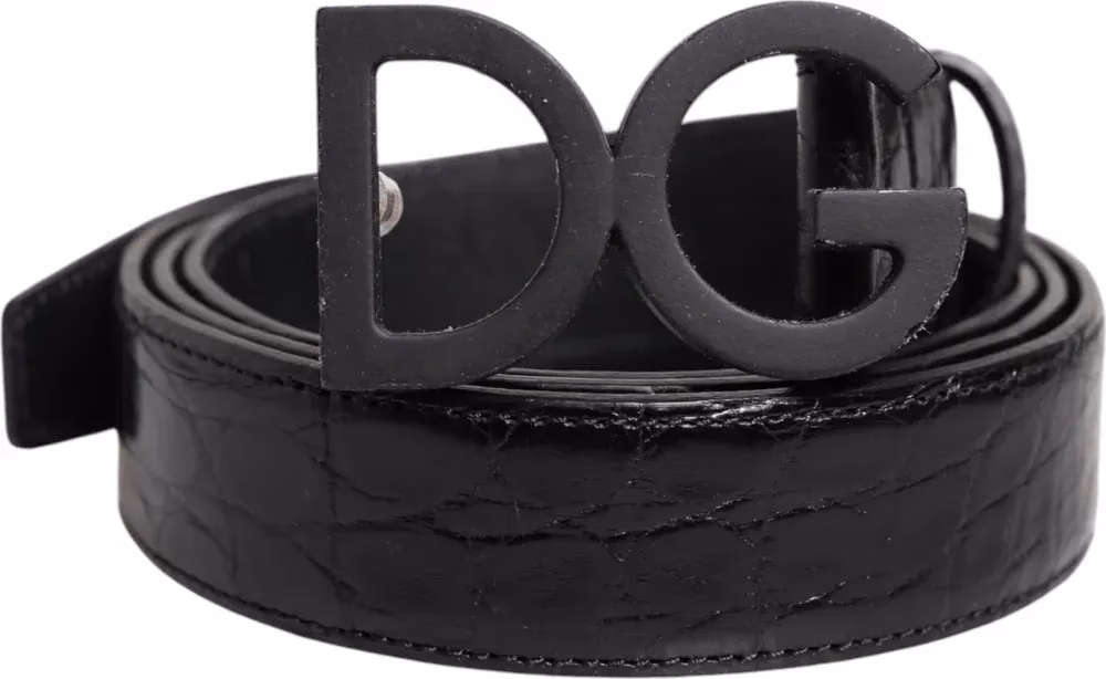 Dolce & Gabbana Black Leather Classic Metal DG Buckle Belt