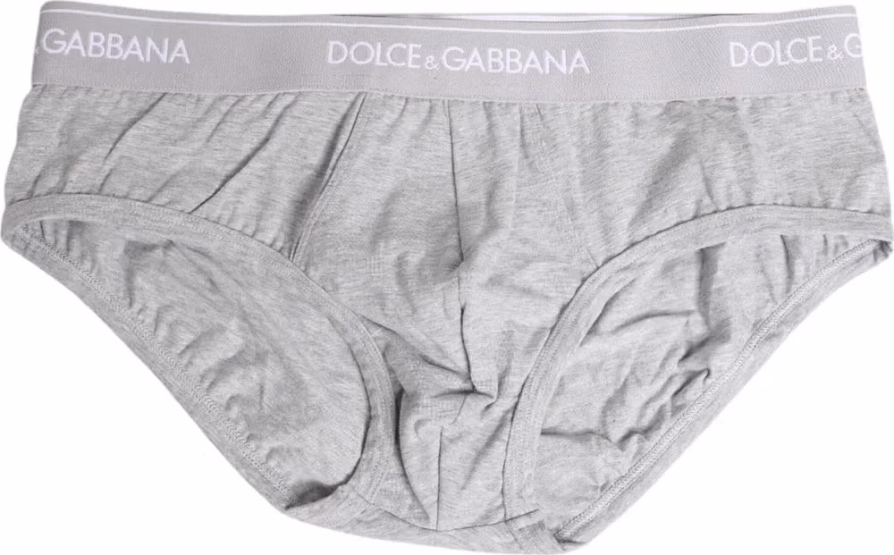 Dolce & Gabbana Gray Cotton Stretch Regular Brief Underwear