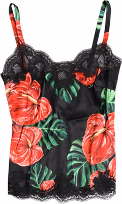 Multicolor Floral Silk Tank Lingerie Underwear