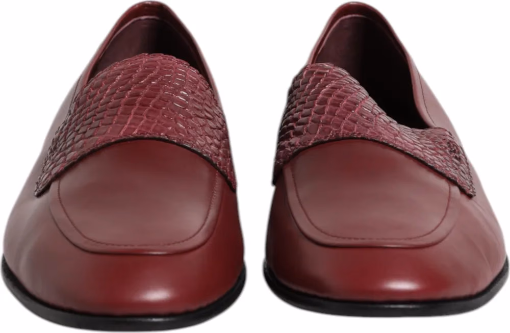 Dolce & Gabbana Burgundy Calfskin Leather Formal Slip On Shoes