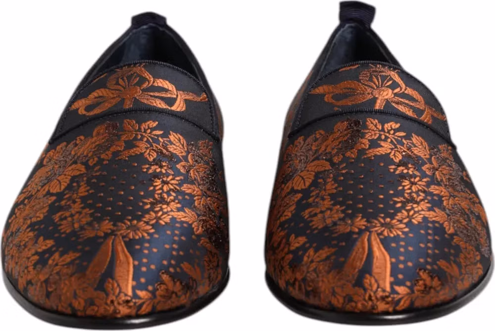 Dolce & Gabbana Black Jacquard Polyester Slip On Loafers Shoes