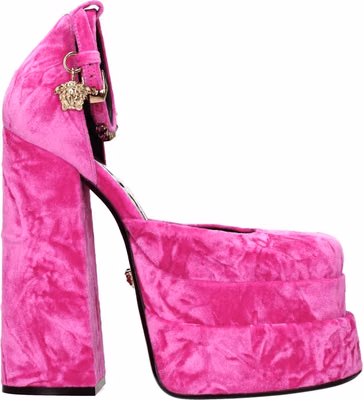 Pink Velvet Platform Sandals
