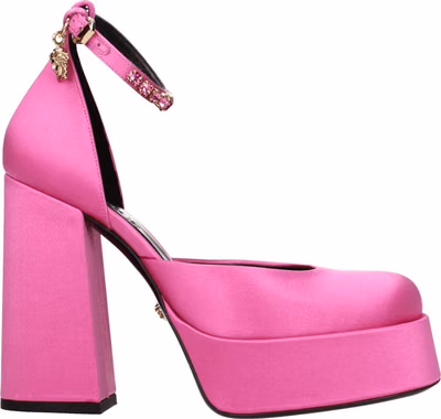 Pink Satin Platform Pumps