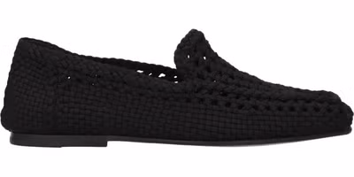 Black Fabric Slip-On Loafers