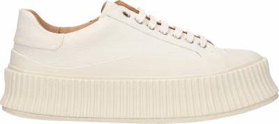 White Fabric Platform Sneakers