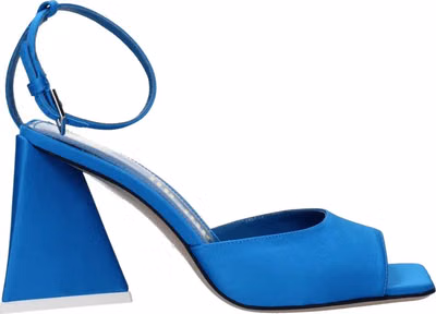 Blue Satin Stiletto Heel Sandals