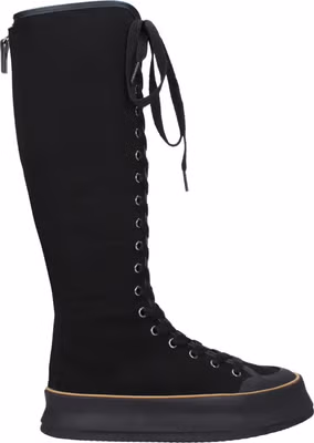Black Fabric Lace-Up Boots