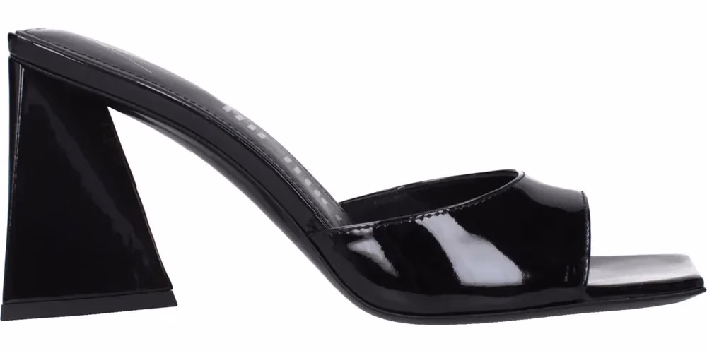 The Attico Black Leather Stiletto Heel Sandals