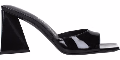 Black Leather Stiletto Heel Sandals