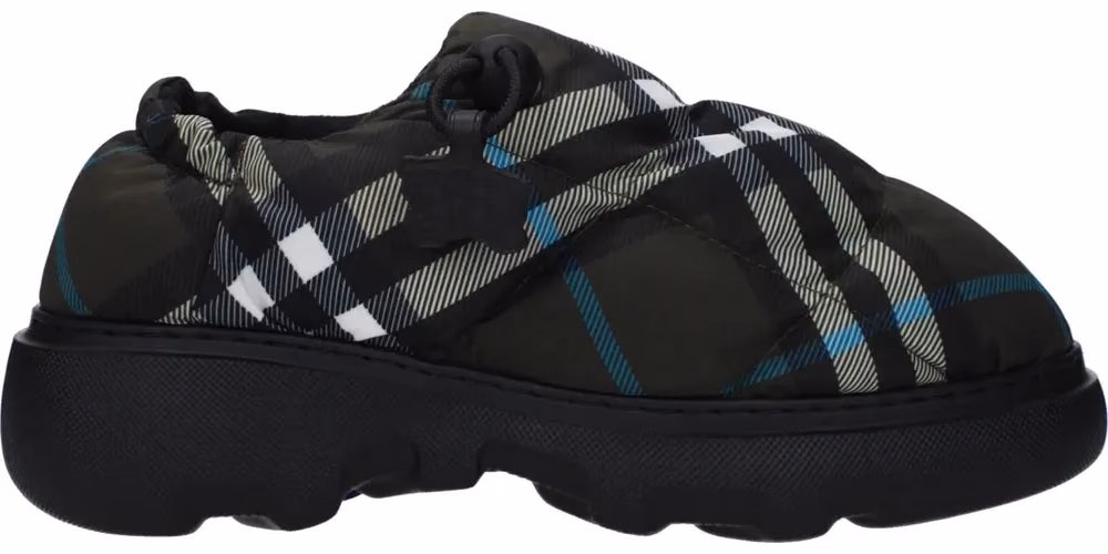 Burberry Green Fabric Slip-On Loafers