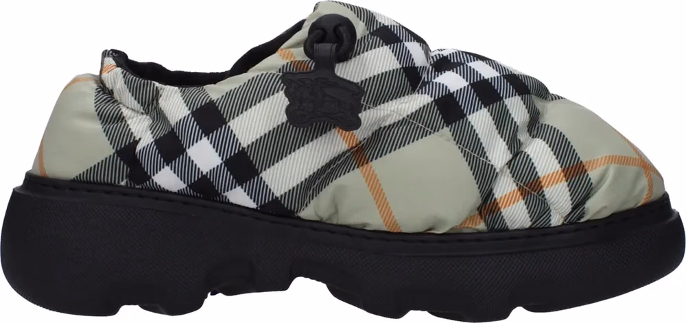 Burberry Green Fabric Slip-On Loafers