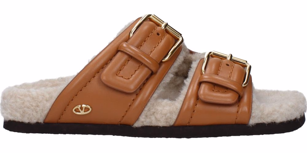 Valentino Garavani Brown Leather Slippers