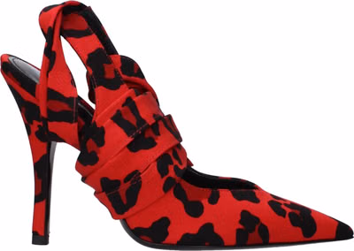 Red Fabric High Heel Pumps