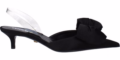 Black Satin Flat Sandals