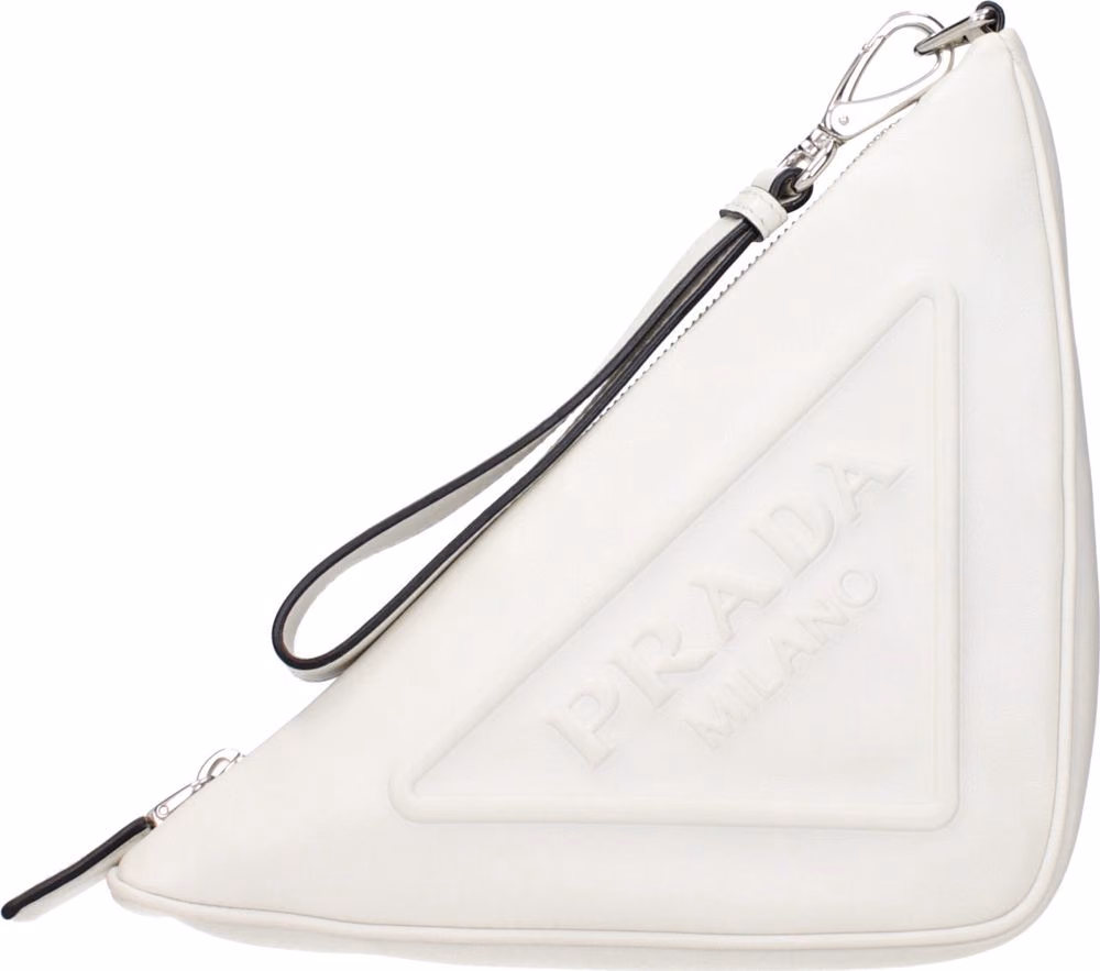 Prada White Leather Clutch Bag
